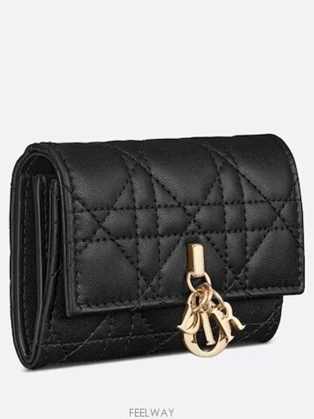 XS Lady Cannage Lambskin Half Wallet Black - DIOR - BALAAN 3