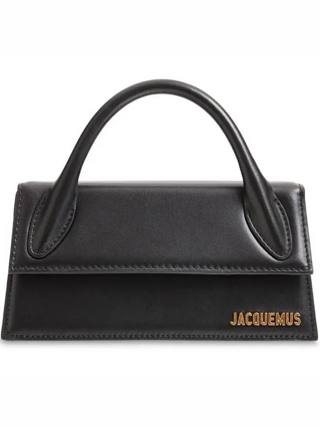 Jacquemus Metal Logo Le Chiquito Long Leather Top Handle Cross Bag Black - JACQUEMUS - BALAAN 1