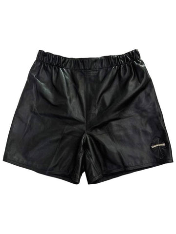 LRG CH Men s Floral Cross Thong Leather Lambskin Shorts - CHROME HEARTS - BALAAN 1