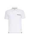 Men's Three Stripes Pocket Mercerized Short Sleeve Polo Shirt White - THOM BROWNE - BALAAN 2