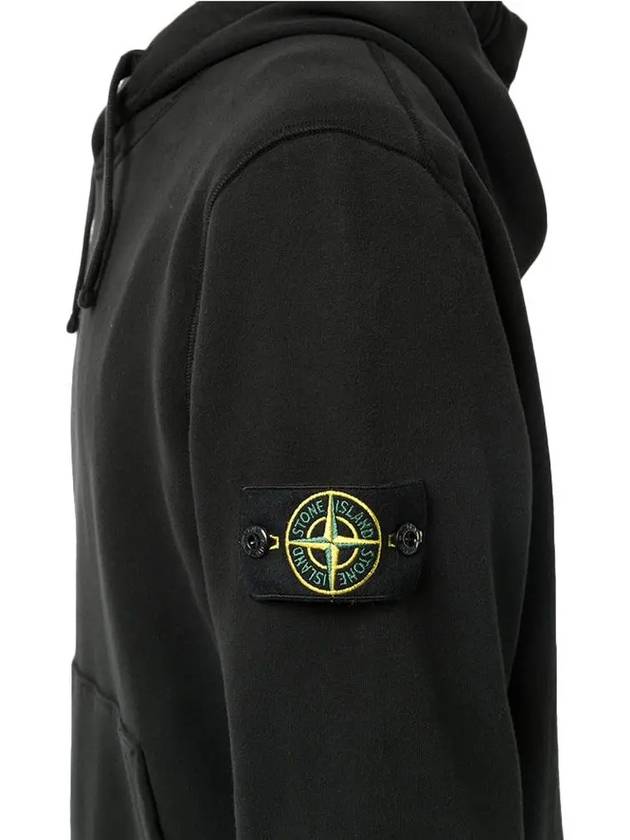 Wappen Patch Brushed Cotton Fleece Hoodie Black - STONE ISLAND - BALAAN 5