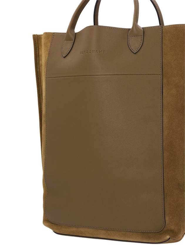 Cabas Suede Medium Tote Bag Khaki - LONGCHAMP - BALAAN 4