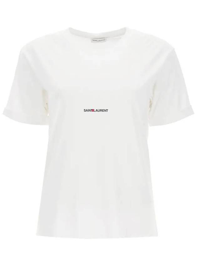 Rive Gauche Short Sleeve T-Shirt White - SAINT LAURENT - BALAAN 3