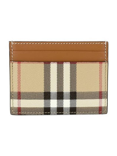 Check Print Leather Card Holder Beige - BURBERRY - BALAAN 2