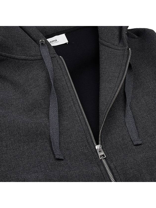 Wool Viscose Zip-Up Hoodie Grey - AMI - BALAAN 10