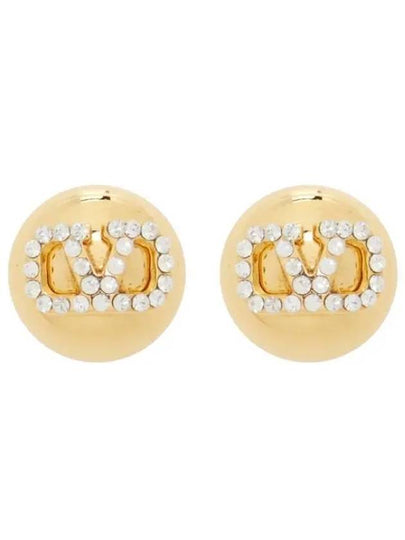 Women's V Logo Crystal Earrings Gold - VALENTINO - BALAAN 2