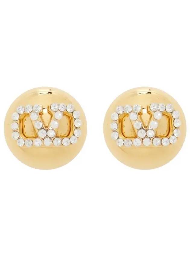 Women's V Logo Crystal Earrings Gold - VALENTINO - BALAAN 2