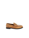 Vintage Effect Leather Penny Loafers Brown - MIU MIU - BALAAN 2