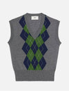 Women s Argyle Intarsia Merino Wool Vest Gray - AMI - BALAAN 3