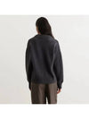 Heart Logo V Neck Wool Cardigan Heather Grey - AMI - BALAAN 4