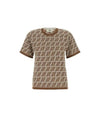 FF Jacquard Short Sleeve T-Shirt Brown - FENDI - BALAAN 2