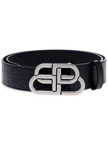 Men's BB Buckle Leather Belt Black - BALENCIAGA - BALAAN 1