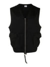 Heavy Jersey Mix Zipper Vest Black - CP COMPANY - BALAAN 2