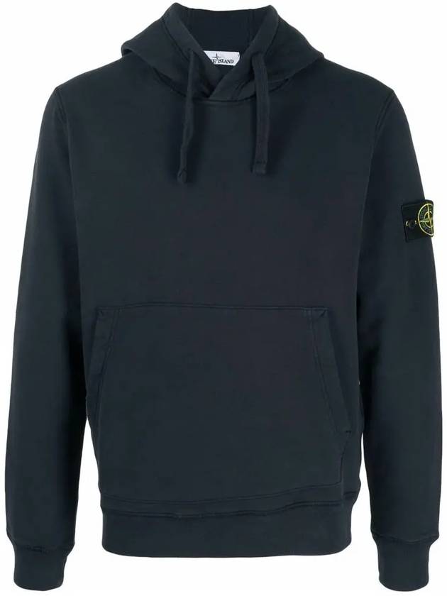 Wappen Patch Brushed Cotton Fleece Hoodie Navy - STONE ISLAND - BALAAN 3