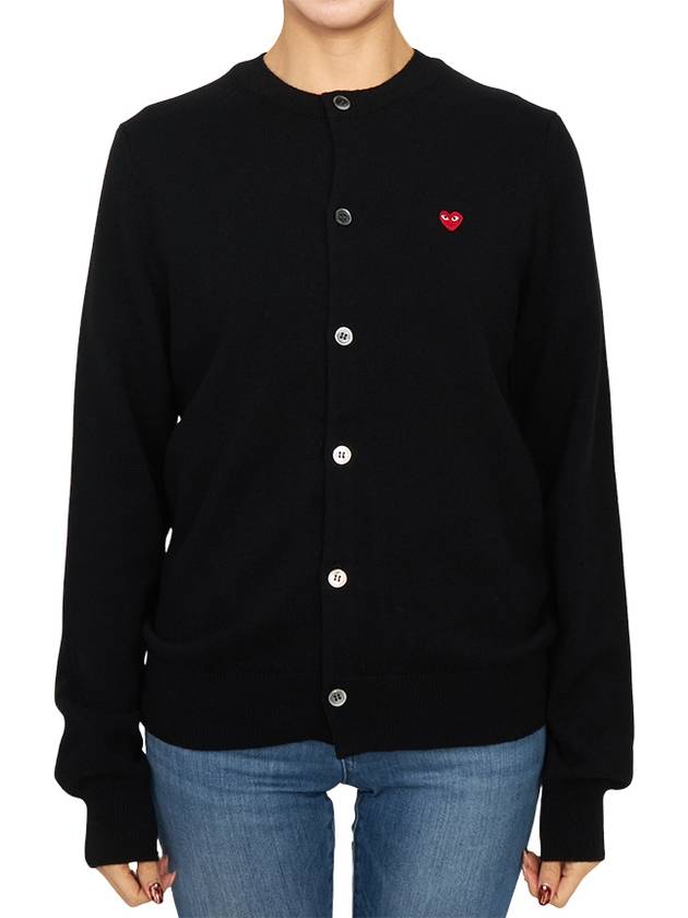 Women's Small Red Wappen Cardigan P1 N079 1 Black - COMME DES GARCONS PLAY - BALAAN 2