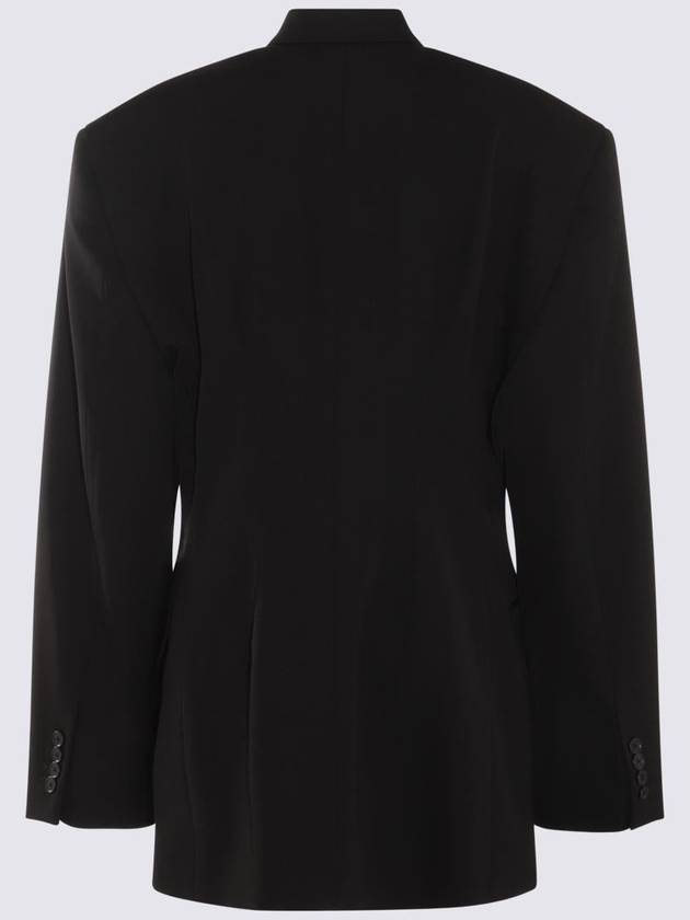 Cinched Double Breasted Wool Jacket Black - BALENCIAGA - BALAAN 5