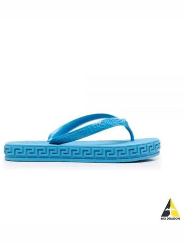 Women s Greca Flip Flops Blue 1003737 1A02753 - VERSACE - BALAAN 1