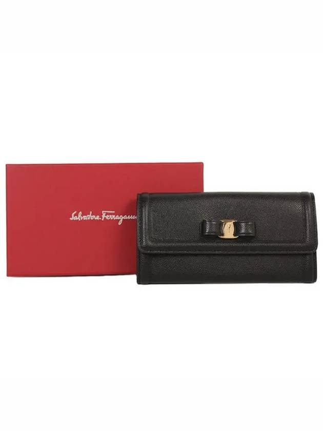 Bow Leather Long Wallet Black - SALVATORE FERRAGAMO - BALAAN 6