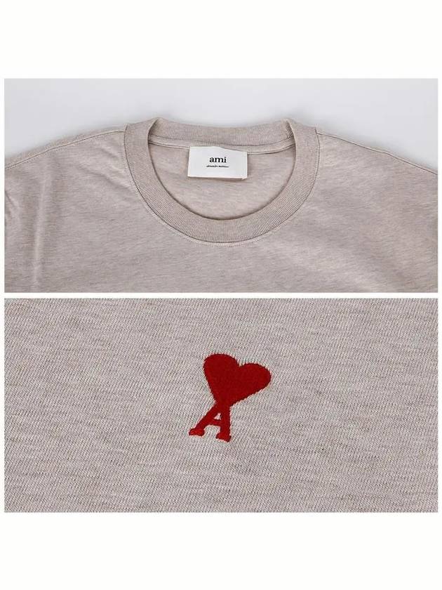 Small Heart Logo Boxy Fit Short Sleeve T-shirt Heather Light Beige - AMI - BALAAN 6