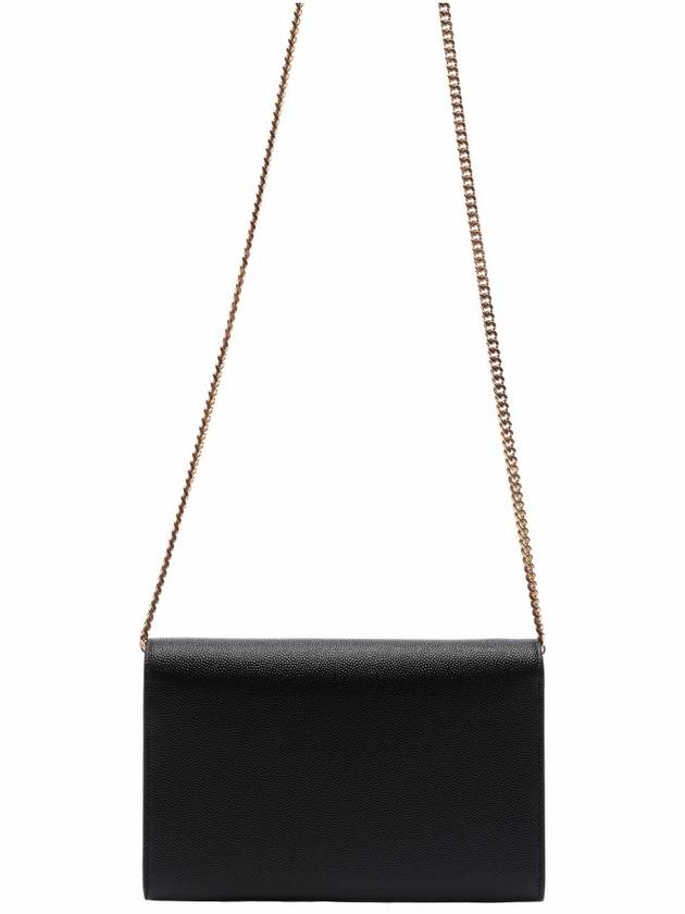 Monogram Uptown Chain Embossed Leather Long Wallet Black - SAINT LAURENT - BALAAN 5