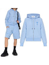 Men's Heart Embroidered Logo Zip-Up Hoodie Sky Blue - AMI - BALAAN 2