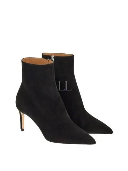 Women's Point Toe Suede Zipper Middle Boot Heels Black - SALVATORE FERRAGAMO - BALAAN 2