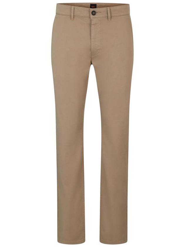 Slim Fit Stretch Cotton Satin Chino Straight Pants Open Brown - HUGO BOSS - BALAAN 2