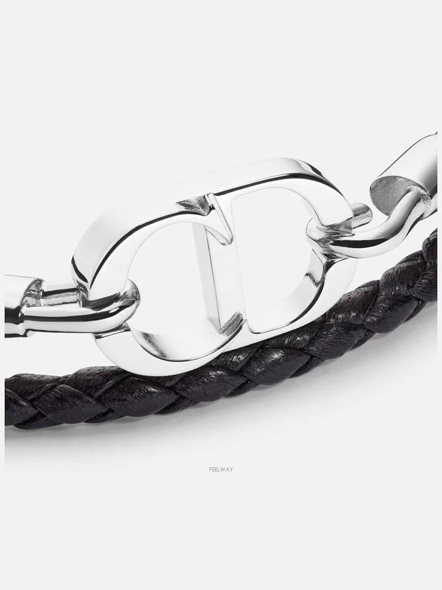 CD Icon Braided Leather Bracelet Black - DIOR - BALAAN 3