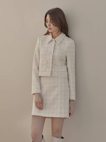 Dia Tweed H Line Skirt Ivory - ARIFF - BALAAN 2