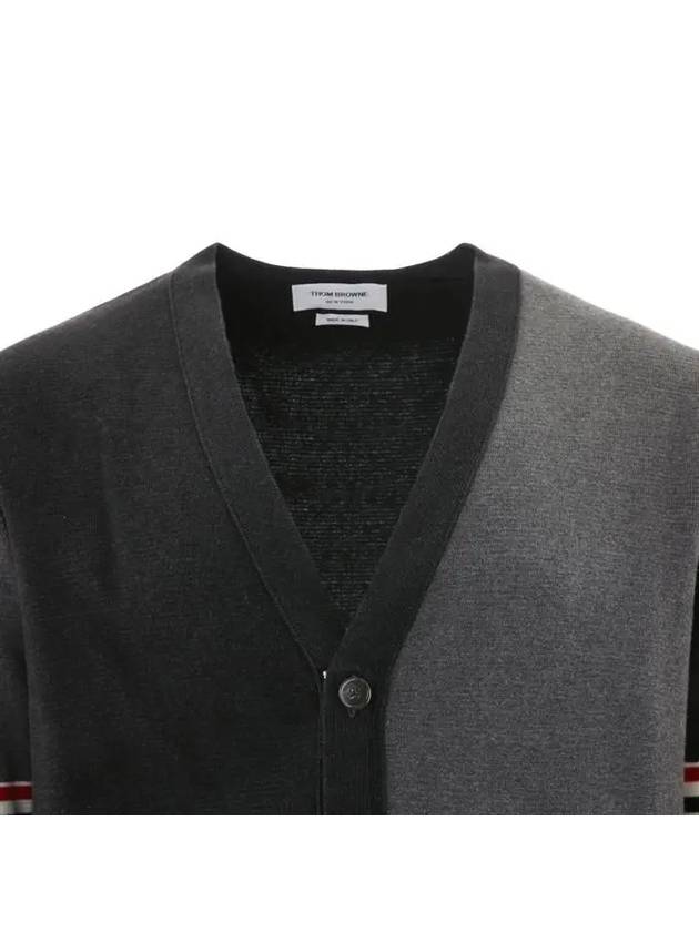 Funmix Cotton ArmBand V-Neck Cardigan Tonal Grey - THOM BROWNE - BALAAN 7