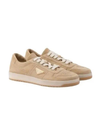 Downtown Delave Suede Low-Top Sneakers Ecru - PRADA - BALAAN 2