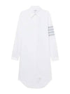 Diagonal 4-Bar Cotton Shirt Midi Dress White - THOM BROWNE - BALAAN 2