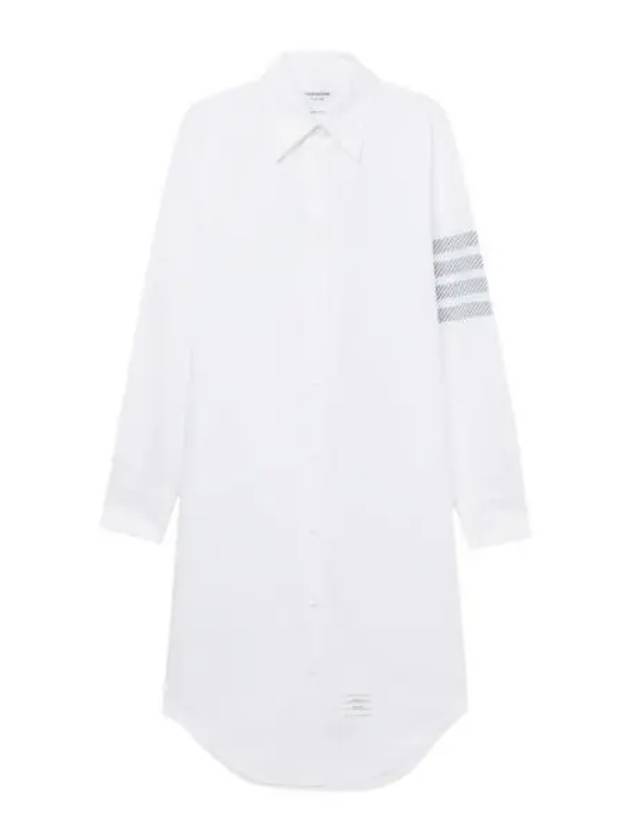 Diagonal 4-Bar Cotton Shirt Midi Dress White - THOM BROWNE - BALAAN 2