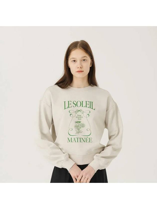 Brushed Options Drawing Spring Flower Sweat Shirts GREIGE - LE SOLEIL MATINEE - BALAAN 2