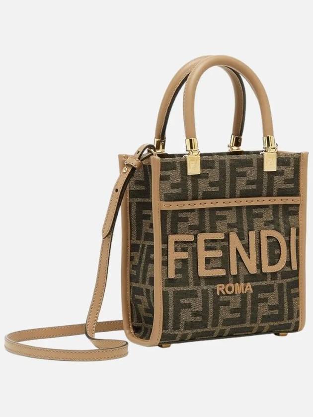 FF Mini Fabric Tote Bag Brown - FENDI - BALAAN 4