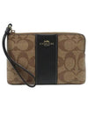 Signature Corner Zipper Wristlet Khaki Black CS602 IMCBI - COACH - BALAAN 2