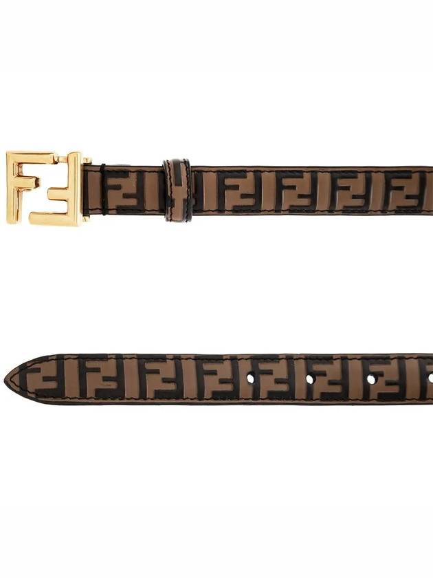 FF Square Stud Buckle Leather Belt Brown - FENDI - BALAAN 5