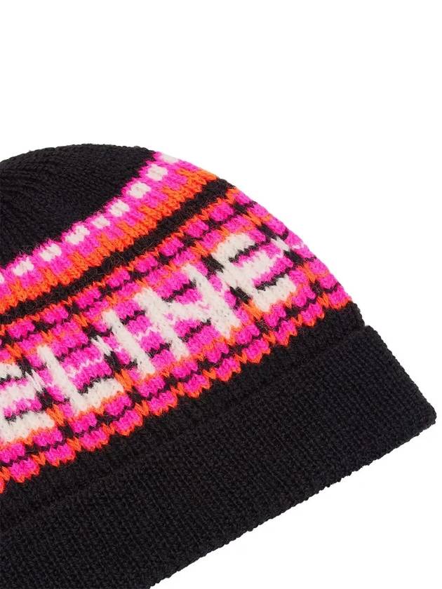 Ski Jacquard Wool Beanie Black Pink - CELINE - BALAAN 3