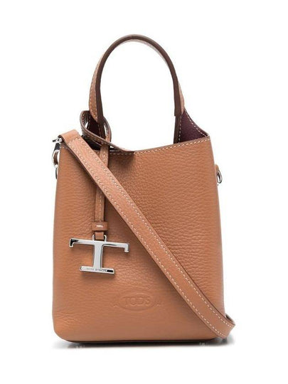 Micro Leather Mini Tote Bag Brown - TOD'S - BALAAN 2