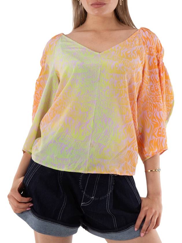 Stella McCartney Ladies Orchid Tie-Dyed V-Neck Blouse, Brand Size 40 (US Size 6) - STELLA MCCARTNEY - BALAAN 1