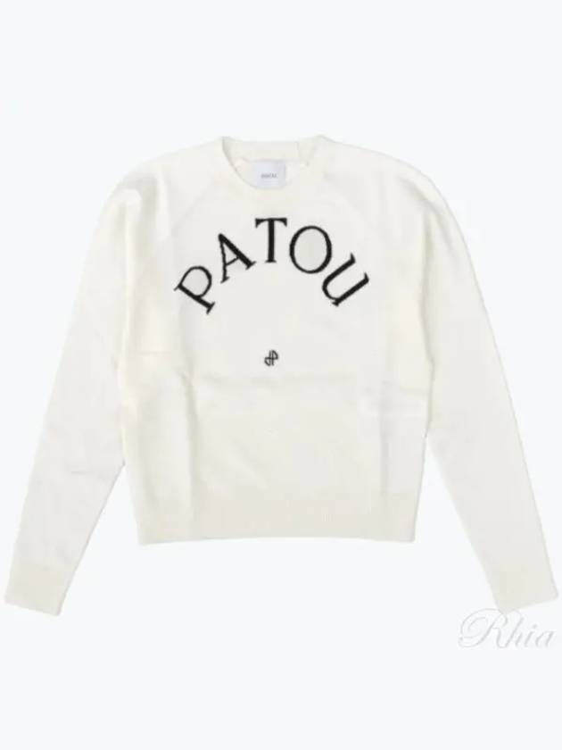 Embroidered Logo Wool Knit Top White - PATOU - BALAAN 2