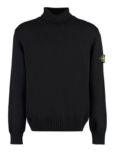 Wappen Patch Loose Fit Cotton Turtleneck Black - STONE ISLAND - BALAAN 1