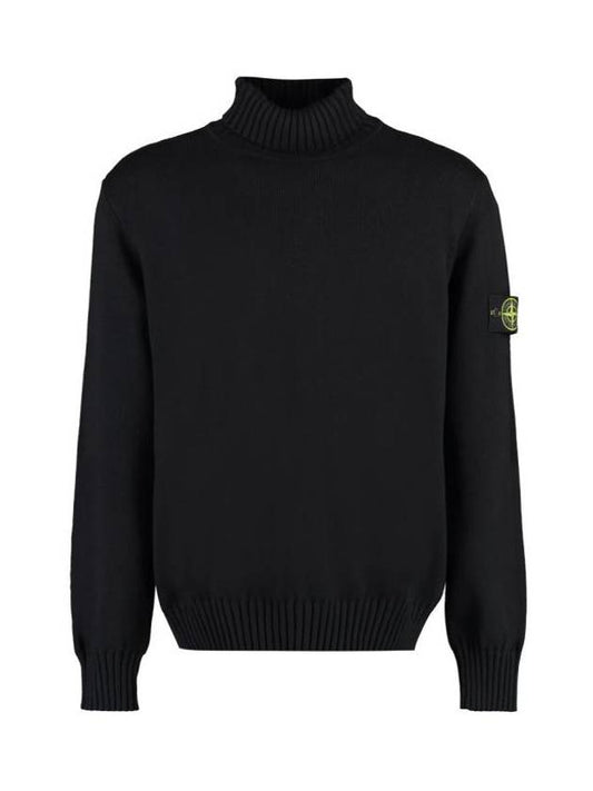 Wappen Patch Loose Fit Cotton Turtleneck Black - STONE ISLAND - BALAAN 1