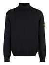 Wappen Patch Loose Fit Cotton Turtleneck Black - STONE ISLAND - BALAAN 1