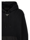 Cotton Fleece Hoodie Black - PRADA - BALAAN 4