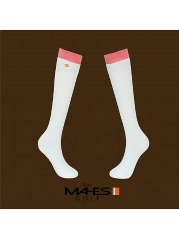 Women's Socks White Orange Label Twotone Knee Socks ASOW 289 - MAHES - BALAAN 1