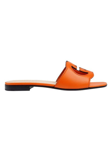 Interlocking G Cutout Sandals Slippers Orange - GUCCI - BALAAN.