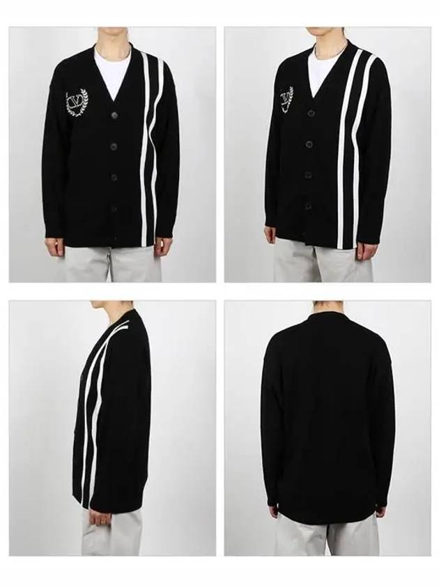 Signature V Logo Wool Cardigan Black - VALENTINO - BALAAN 3