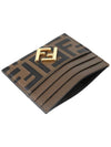 Logo Diamond Leather Card Wallet Brown - FENDI - BALAAN 7