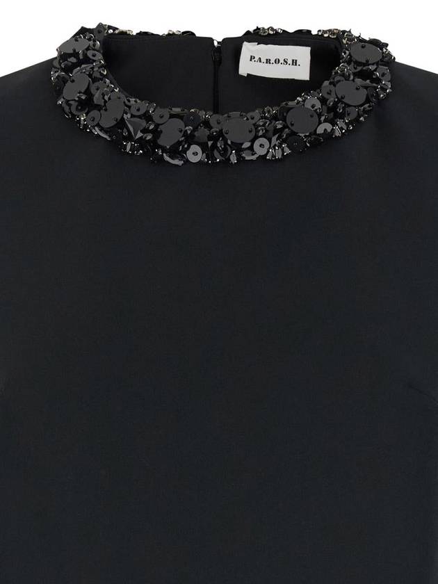 Mini Black Dress With Sequins Crewneck In Fabric Woman - P.A.R.O.S.H. - BALAAN 3